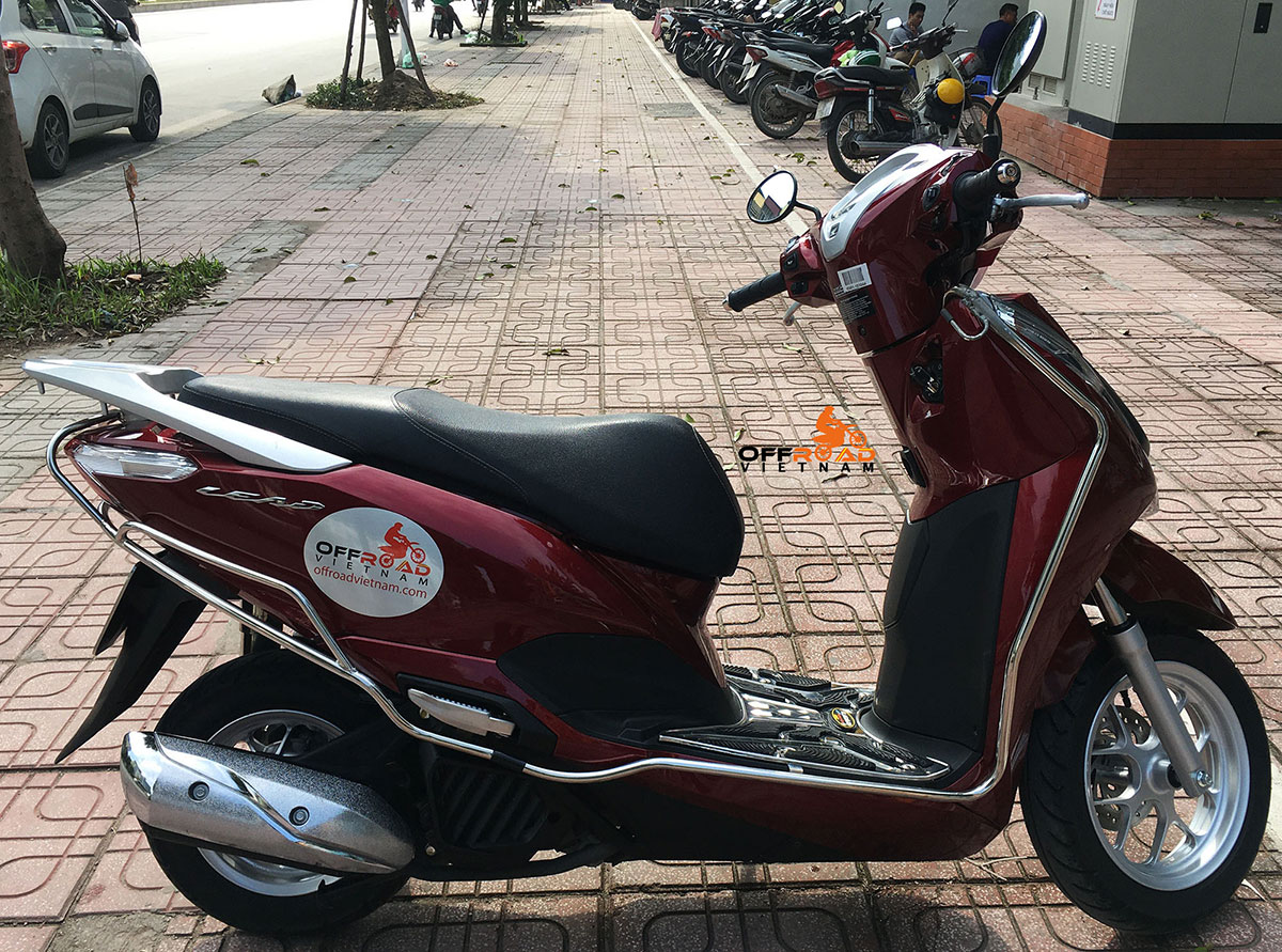 Offroad Vietnam Scooter Rental - 2019 Honda automatic scooter, brown Honda Lead 125cc with stainless steel protection frame.
