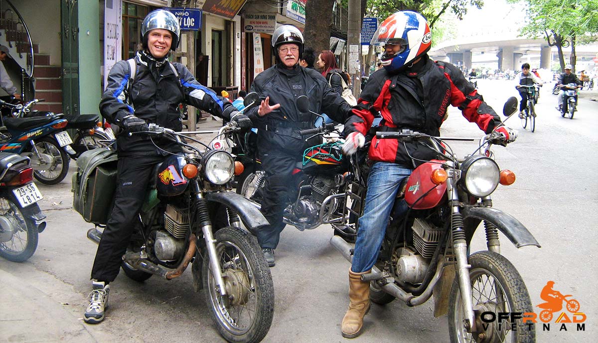 Offroad Vietnam Motorbike Adventures - Story Of An American Veteran: Bob, Holger and Ngoc before the departure for Northwest Vietnam ride in 2007