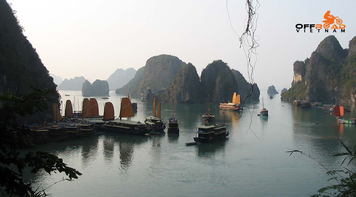 Offroad Vietnam Motorbike Adventures - Fantastic Halong Bay In 3 Days By Bike, view of the Bay from a cave.